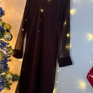 Elegant Black Sheer Sleeve Dress